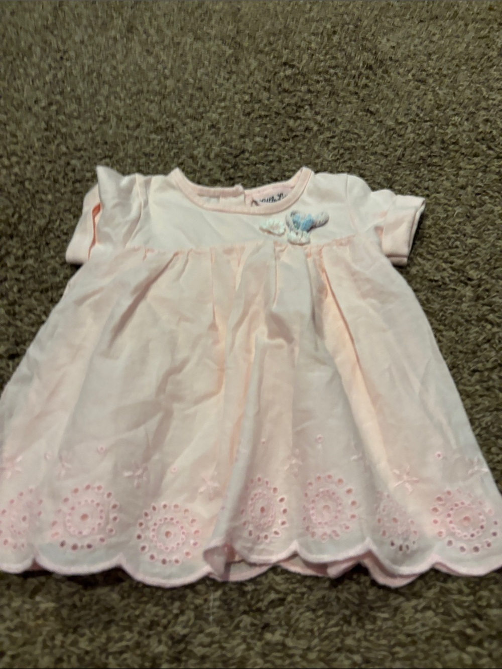 Little Lass Light Pink Eyelet Dress with Bow